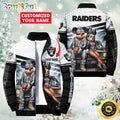 NFL Las Vegas Raiders Puffer Jacket Mickey Minnie Jacket