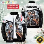 NFL Las Vegas Raiders Puffer Jacket Mickey Minnie Jacket