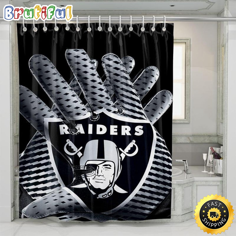 NFL Las Vegas Raiders Shower Curtain Set For Bathroom Decor Meaningful Gift