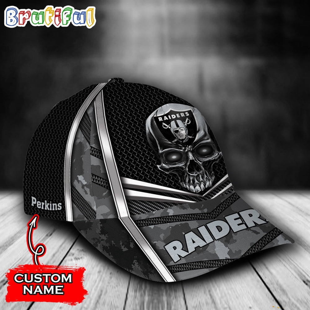 NFL Las Vegas Raiders Special Halloween Skull Custom Baseball Cap