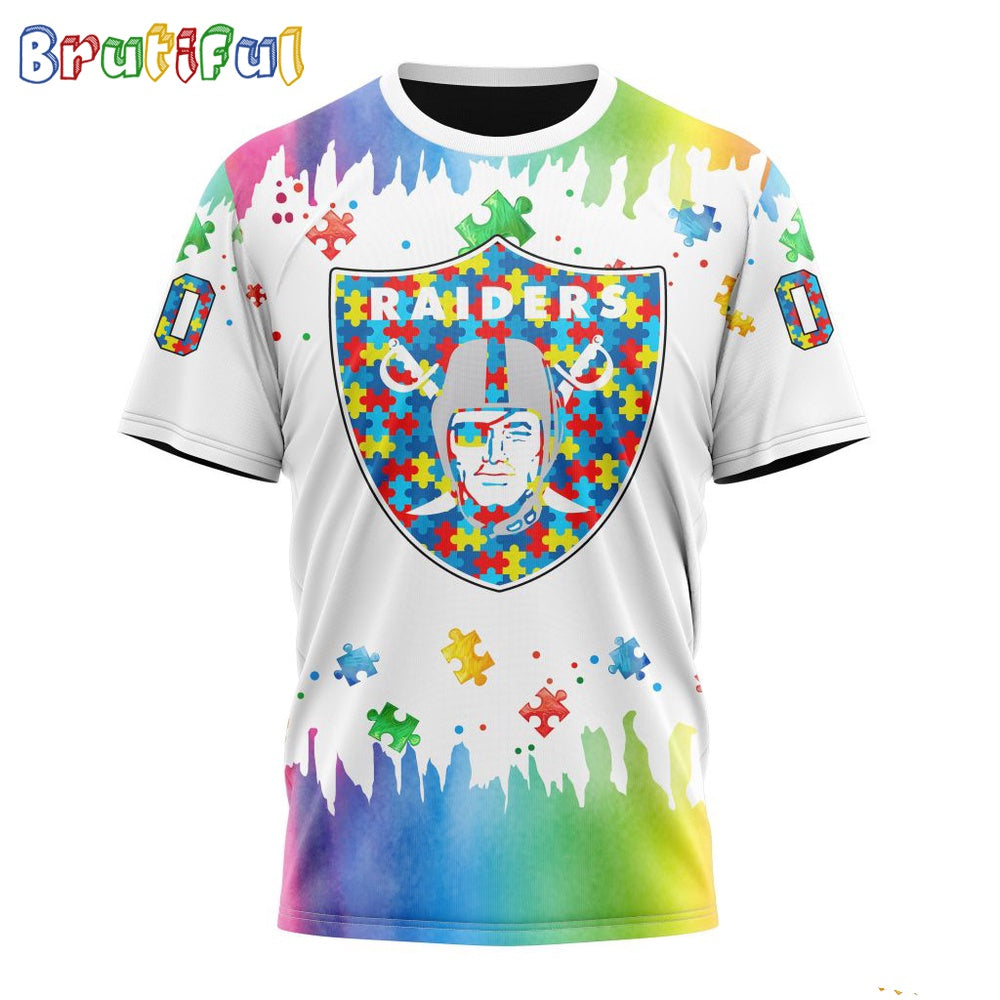 NFL Las Vegas Raiders T-Shirt Special Autism Awareness Design All Over Print T-Shirt