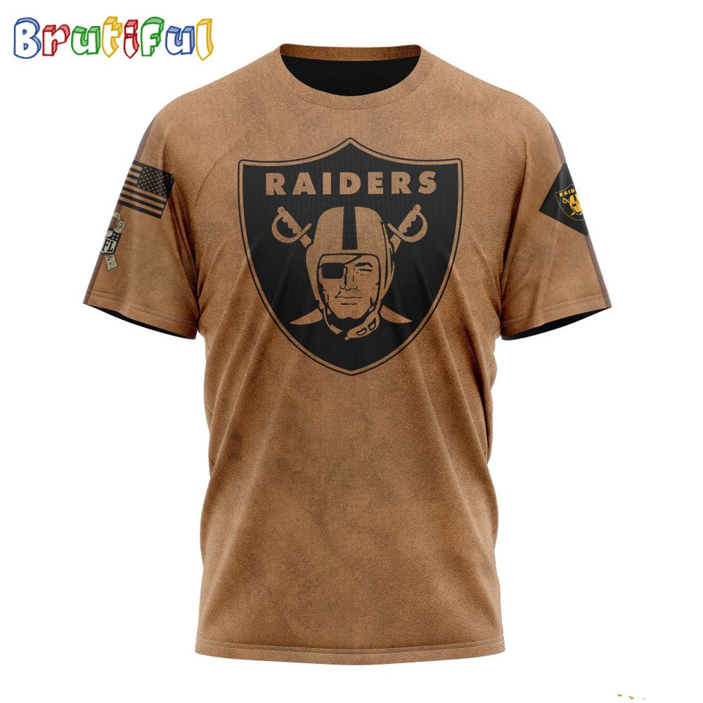 NFL Las Vegas Raiders T-Shirt Special Salute To Service For Veterans Day Full Printed T-Shirt
