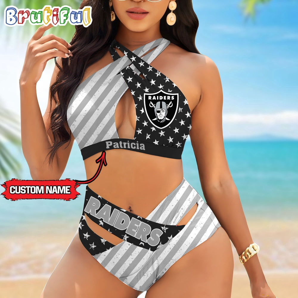 NFL Las Vegas Raiders Women Bikini Set Summer Football Bikini Sets