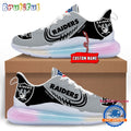 NFL Las Vegas Raiders Women’s Rainbow Atmospheric Cushion Running Shoes, Football Women’s Shoes