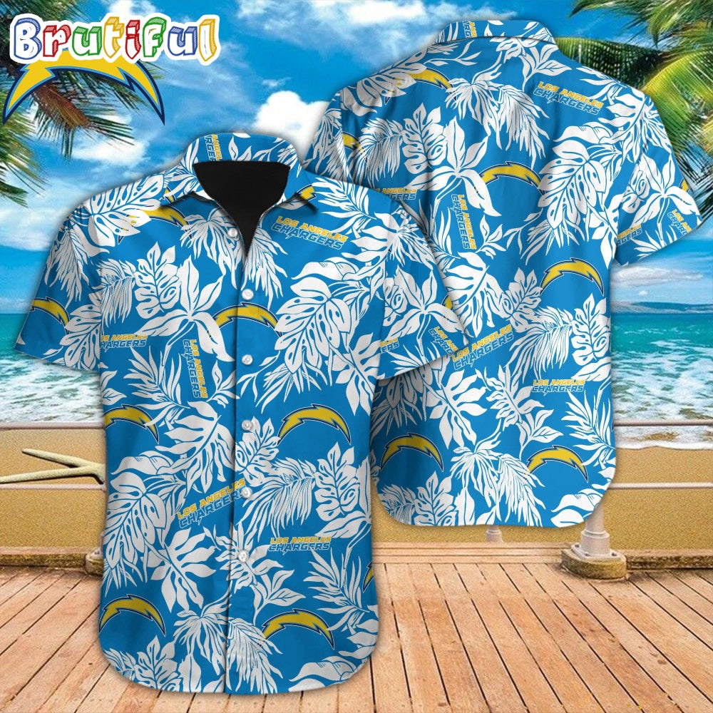 NFL Los Angeles Chargers Hawaiian Shirt Tropical Leafs Design Aloha Shirts