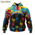 NFL Los Angeles Chargers Hoodie Special Autism Awareness Design Football Hoodie
