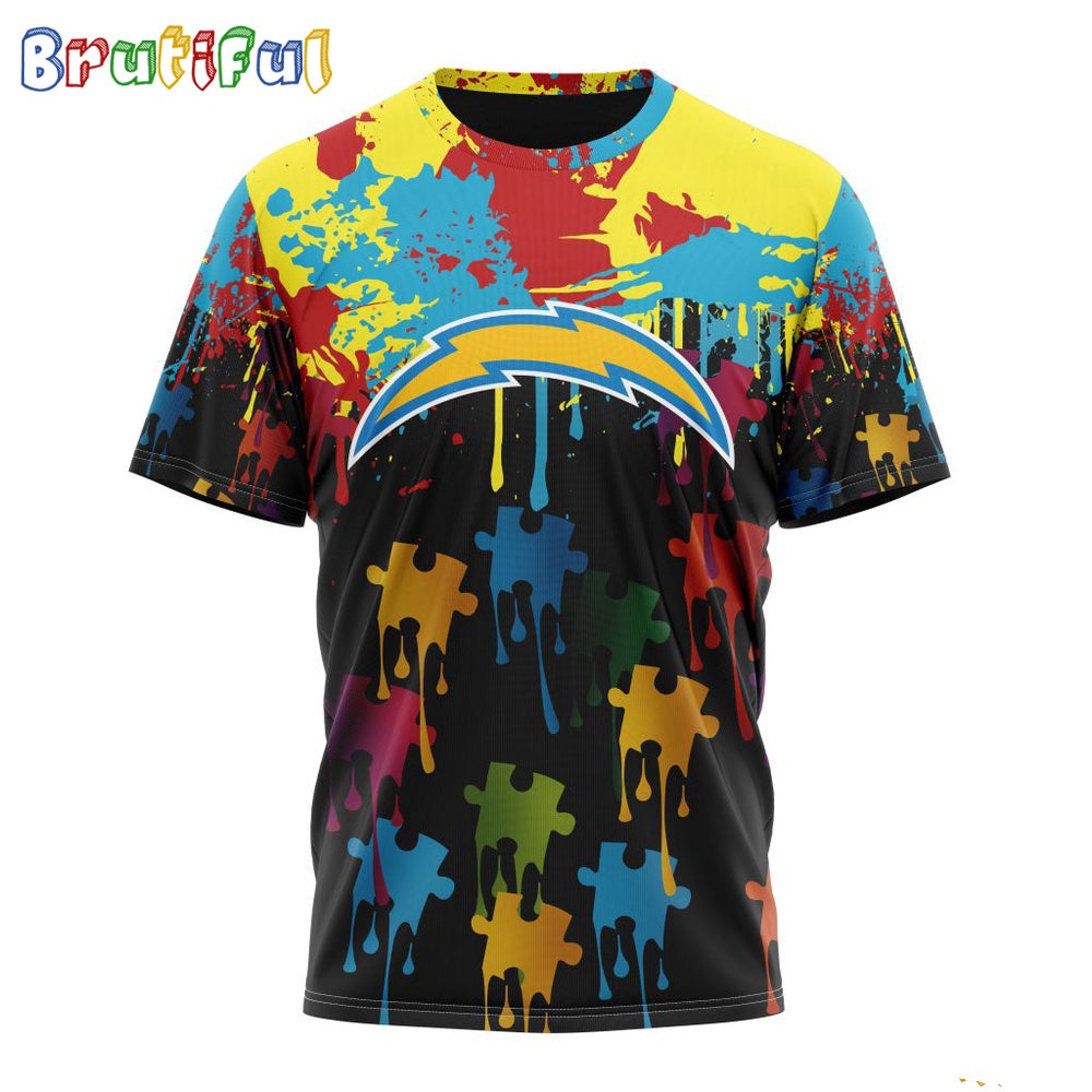 NFL Los Angeles Chargers T-Shirt Special Autism Awareness Design Football T-Shirt