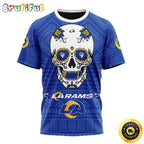 NFL Los Angeles Rams All Over Print 3D T Shirt Specialized Kits For Dia De Muertos Show Your Team Spirit