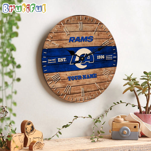 NFL Los Angeles Rams Clock Custom Name Wooden Clock