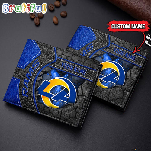 NFL Los Angeles Rams Football Custom Name Men’s Leather Wallet