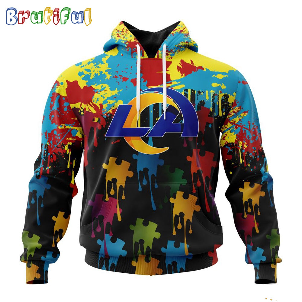 NFL Los Angeles Rams Hoodie Special Autism Awareness Design Football Hoodie