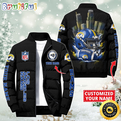 NFL Los Angeles Rams Puffer Jacket City Logo Print Jacket For Fans