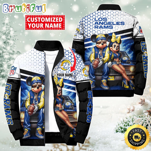 NFL Los Angeles Rams Puffer Jacket Mickey Minnie Jacket