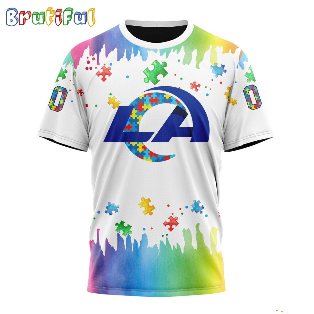 NFL Los Angeles Rams T-Shirt Special Autism Awareness Design All Over Print T-Shirt