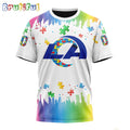 NFL Los Angeles Rams T-Shirt Special Autism Awareness Design All Over Print T-Shirt