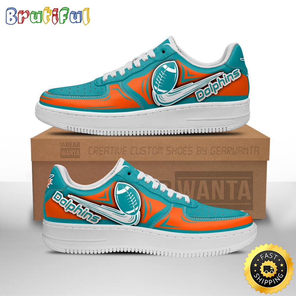 NFL Miami Dolphins Air Force 1 Shoes Football Sneaker Shoes