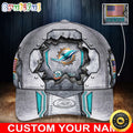 NFL Miami Dolphins Baseball Cap Silver Metalic Pattern Cap