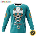 NFL Miami Dolphins Crewneck Sweatshirt Specialized Kits For Dia De Muertos Show Your Team Spirit