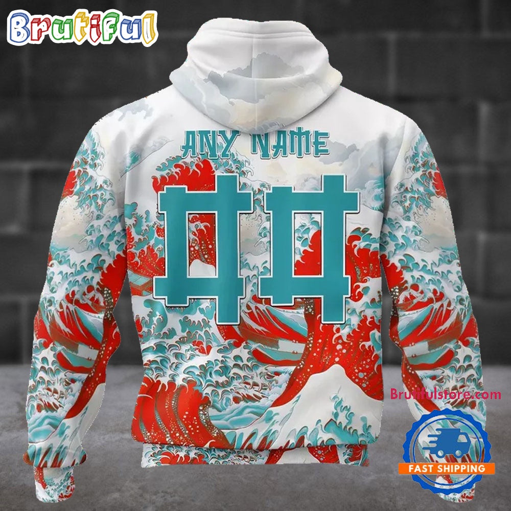NFL Miami Dolphins Football Great Wave All Over Print Hoodie
