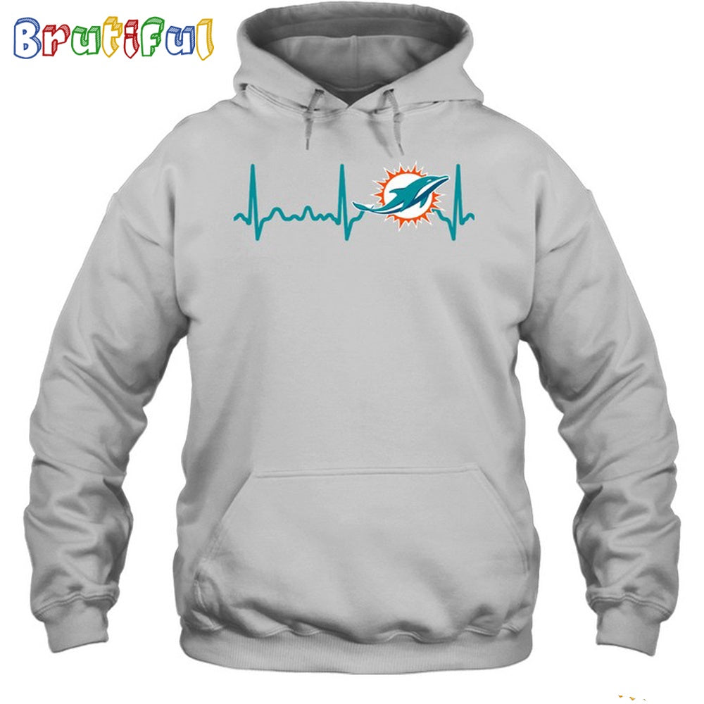 NFL Miami Dolphins Heartbeat Hoodie Unisex Football T-Shirt Hoodie