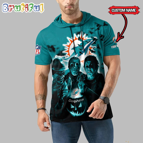 NFL Miami Dolphins Horror Characters Essential Halloween Sleeveless Hoodie