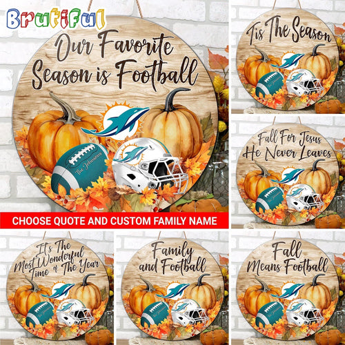 NFL Miami Dolphins Pumpkin Custom Wooden Sign, Sport Football Home Decorations