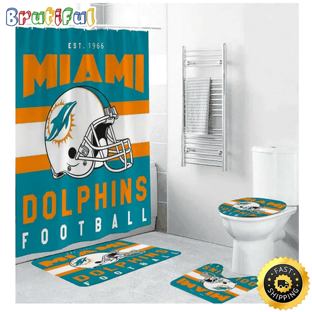 NFL Miami Dolphins Shower Curtain Football Team Helmet Shower Curtain Sets
