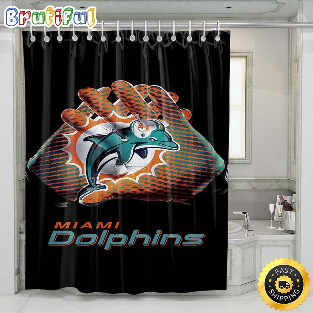 NFL Miami Dolphins Shower Curtain Set For Bathroom Decor