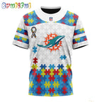 NFL Miami Dolphins T-Shirt Special Autism Awareness Design 3D T-Shirt