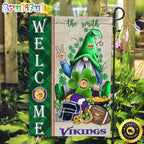 NFL Minnesota Vikings Garden Flag St Patricks Day Gnome Shamrock Welcome Garden Flag
