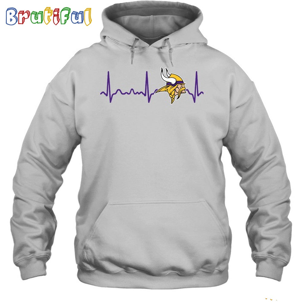NFL Minnesota Vikings Heartbeat Hoodie Unisex Football T-Shirt Hoodie
