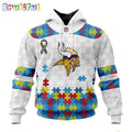 NFL Minnesota Vikings Hoodie Special Autism Awareness Design 3D Hoodie