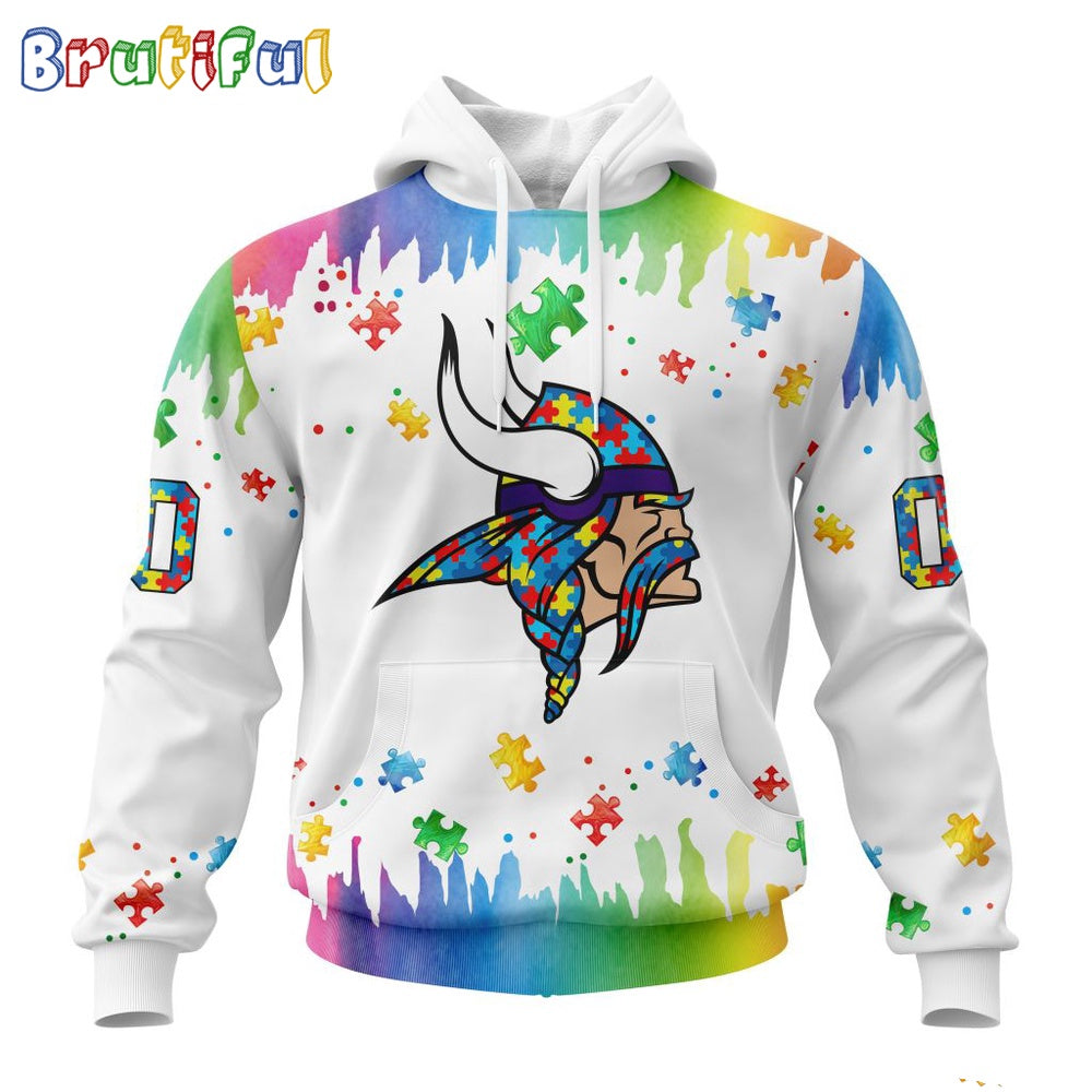 NFL Minnesota Vikings Hoodie Special Autism Awareness Design All Over Print Hoodie
