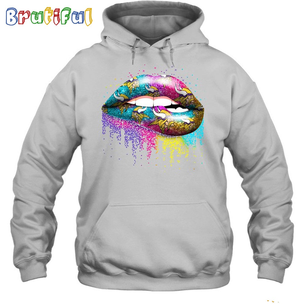 NFL Minnesota Vikings Lips Hoodie Unisex Football T-Shirt Hoodie