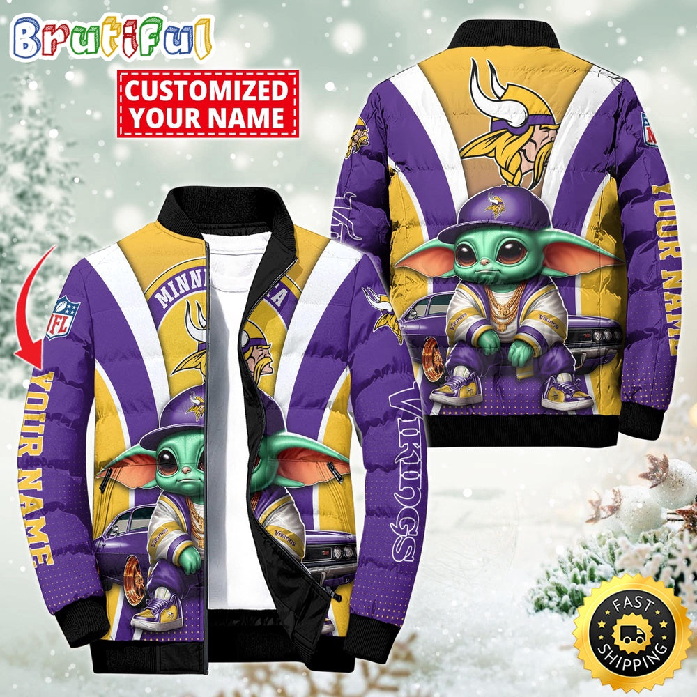 NFL Minnesota Vikings Puffer Jacket Baby Yoda Custom Jacket