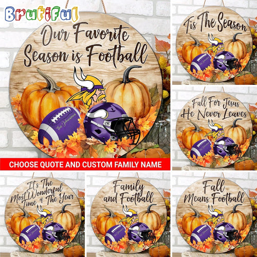 NFL Minnesota Vikings Pumpkin Custom Wooden Sign, Sport Football Home Decorations