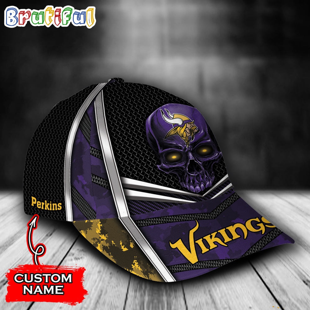 NFL Minnesota Vikings Special Halloween Skull Custom Baseball Cap