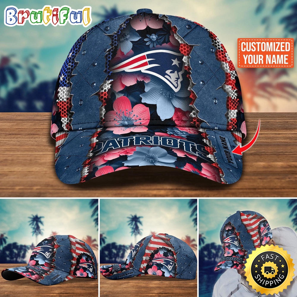 NFL New England Patriots Baseball Cap Custom Name Football Cap For Fans