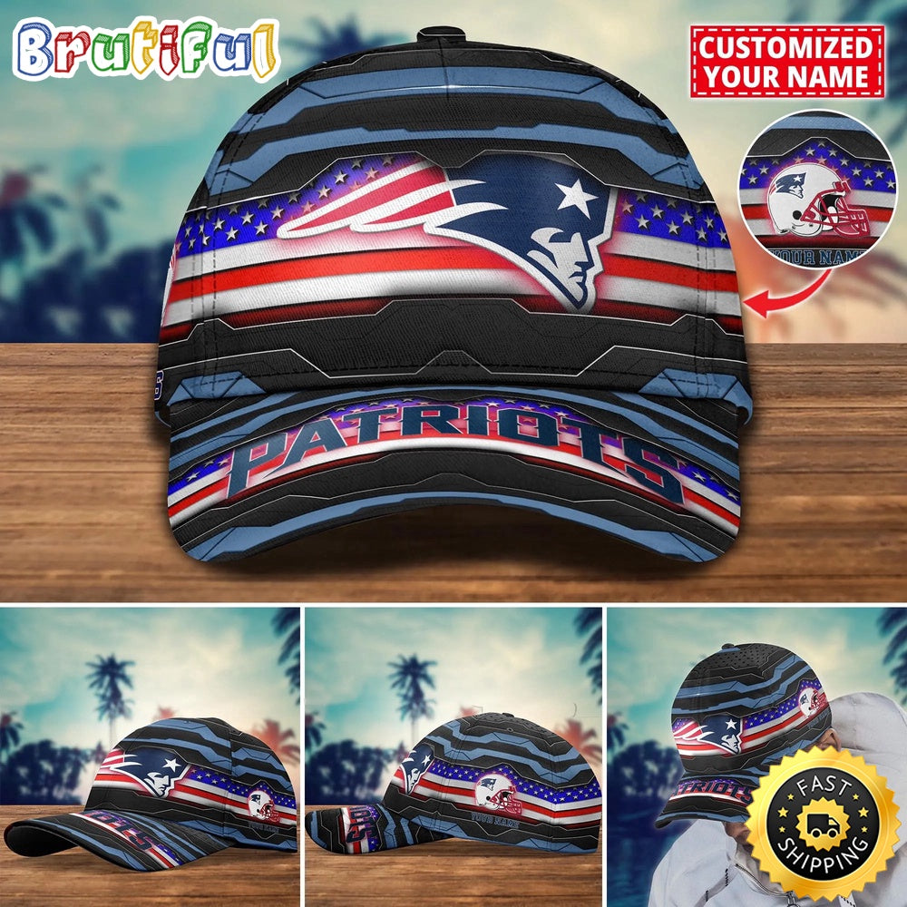 NFL New England Patriots Baseball Cap Flag Custom Name Cap