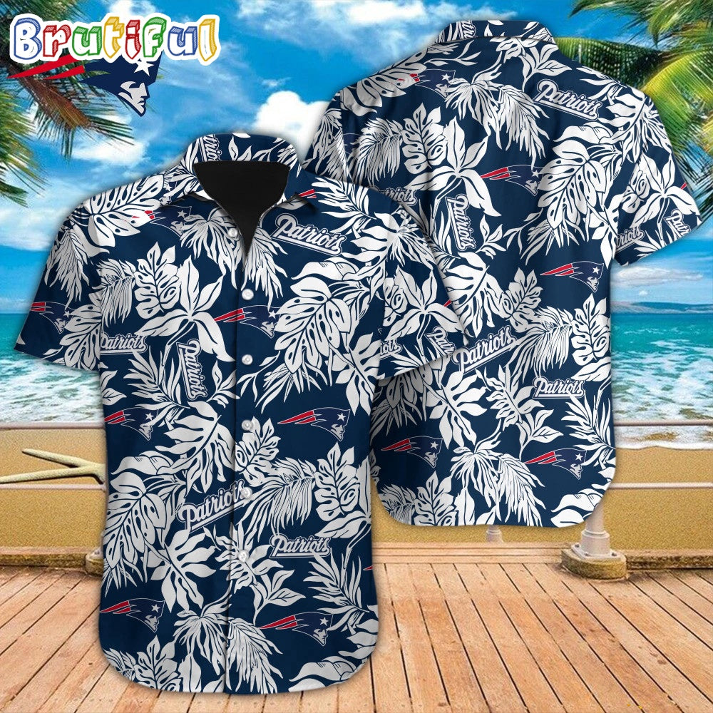 NFL New England Patriots Hawaiian Shirt Tropical Leafs Design Aloha Shirts