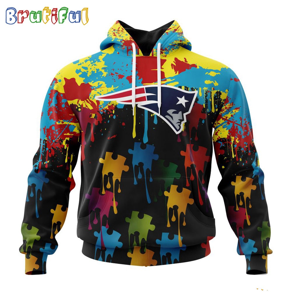 NFL New England Patriots Hoodie Special Autism Awareness Design Football Hoodie
