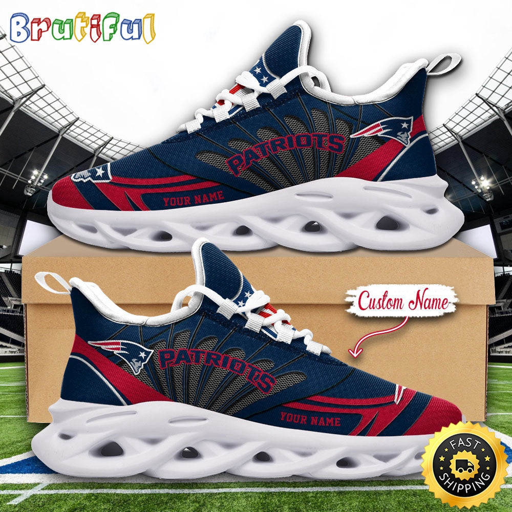 NFL New England Patriots Max Soul Shoes Custom Name Football Shoes Sports
