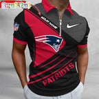NFL New England Patriots Polo Shirt, Football Sport Zip Polo Shirt