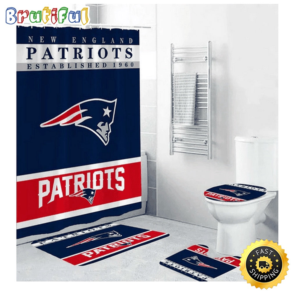 NFL New England Patriots Shower Curtain Sets For Bathroom Decor