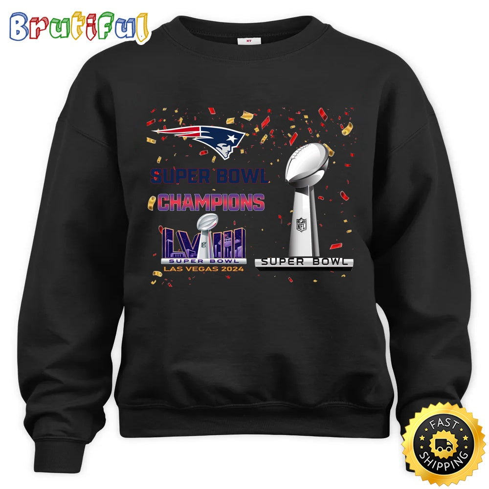 NFL New England Patriots Sweatshirt Super Bowl LVIII 2024 Las Vegas Champions Unisex Sweatshirt