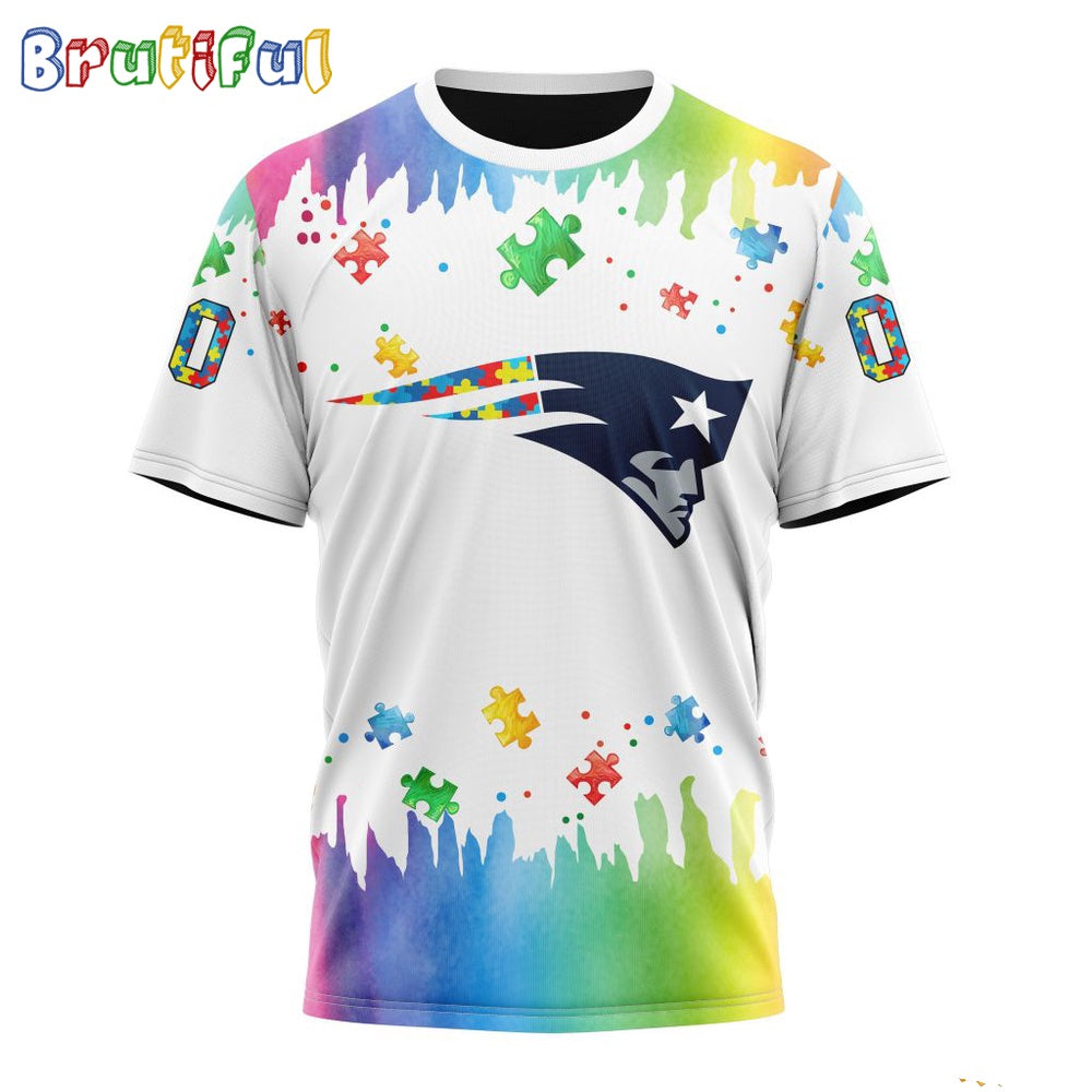 NFL New England Patriots T-Shirt Special Autism Awareness Design All Over Print T-Shirt