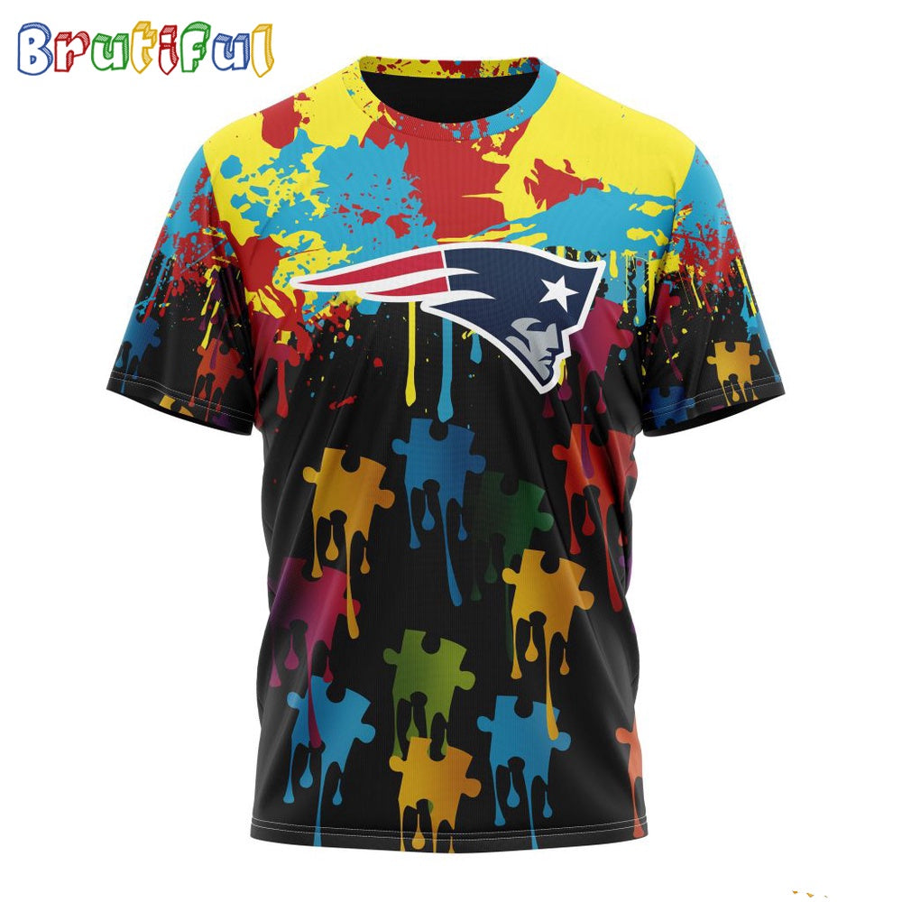 NFL New England Patriots T-Shirt Special Autism Awareness Design Football T-Shirt