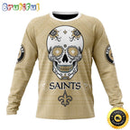 NFL New Orleans Saints Crewneck Sweatshirt Specialized Kits For Dia De Muertos Show Your Team Spirit