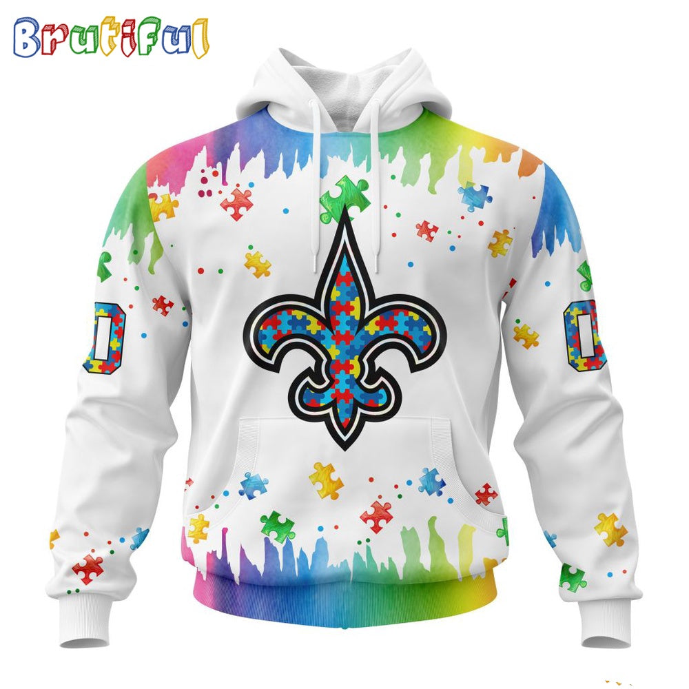 NFL New Orleans Saints Hoodie Special Autism Awareness Design All Over Print Hoodie