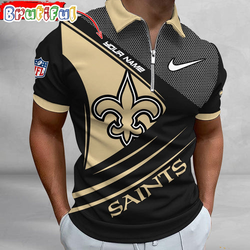 NFL New Orleans Saints Polo Shirt, Football Sport Zip Polo Shirt